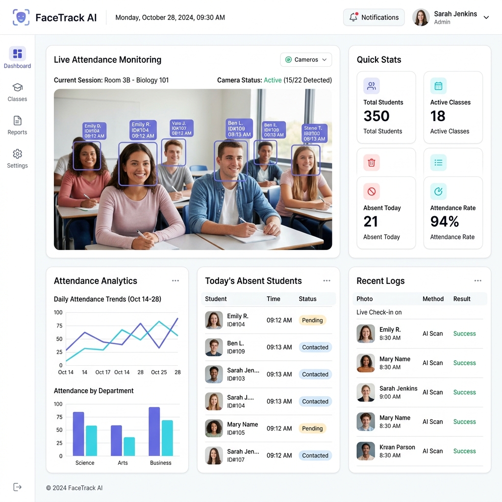 SmartAttendant AI Dashboard Showcase